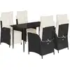 Image de vidaXL Ensemble de jardin 5 pièces avec coussins Noir Poly Rattan