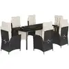 Image de vidaXL Ensemble de jardin 7 pièces avec coussins Noir Poly Rattan