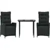 Image de vidaXL Ensemble de jardin 3 pi ¨ces avec coussins Noir Poly Rattan