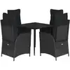 Image de vidaXL Ensemble de jardin 5 pi ¨ces avec coussins Noir Poly Rattan