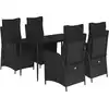 Image de vidaXL Ensemble de jardin 5 pièces avec coussins Noir Poly Rattan