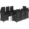 Image de vidaXL Salon de jardin 9 pièces avec coussins noir poly rotin