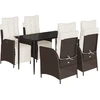 Image de vidaXL Ensemble de jardin 5 pièces avec coussins Marron Poly rotin