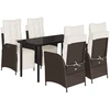 Image de vidaXL Ensemble de jardin 5 pièces avec coussins Marron Poly rotin