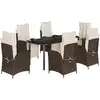 Image de vidaXL Ensemble de jardin 7 pièces avec coussins Marron Poly rotin