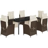 Image de vidaXL Ensemble de jardin 7 pièces avec coussins Marron Poly rotin