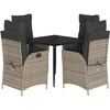 Image de vidaXL Ensemble de jardin 5 pièces avec coussins Gris Poly rotin