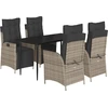 Image de vidaXL Ensemble de jardin 5 pièces avec coussins Gris Poly rotin