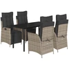 Image de vidaXL Ensemble de jardin 5 pièces avec coussins Gris Poly rotin
