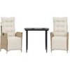 Image de vidaXL Ensemble de jardin 3 pièces avec coussins Beige Poly Rattan