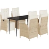 Image de vidaXL Salon de jardin 5 pièces avec coussins Beige Poly Rattan