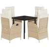 Image de vidaXL Salon de jardin 5 pièces avec coussins Beige Poly Rattan