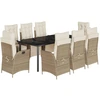Image de vidaXL Salon de jardin 9 pièces avec coussins Beige Poly Rattan