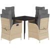 Image de vidaXL Salon de jardin 5 pièces avec coussins Mélange beige Poly rotin