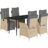 Image de vidaXL Salon de jardin 5 pièces avec coussins Mélange beige Poly rotin