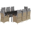 Image de vidaXL Salon de jardin 9 pièces avec coussins Mélange beige Poly rotin