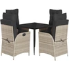 Image de vidaXL Salon de jardin 5 pièces avec coussins gris clair Poly rotin
