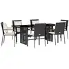 Image de vidaXL Ensemble de jardin 7 pièces avec coussins Noir Poly Rattan