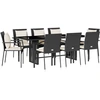 Image de vidaXL Salon de jardin 9 pièces avec coussins noir poly rotin