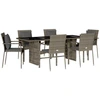 Image de vidaXL Ensemble de jardin 7 pièces avec coussins Gris Poly rotin