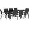 Image de vidaXL Salon de jardin 9 pièces avec coussins noir poly rotin