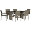 Image de vidaXL Ensemble de jardin 7 pièces avec coussins Gris Poly rotin