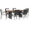 Image de vidaXL Ensemble de jardin 7 pièces avec coussins Noir Poly Rattan