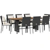 Image de vidaXL Salon de jardin 9 pièces avec coussins noir poly rotin