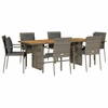 Image de vidaXL Ensemble de jardin 7 pièces avec coussins Gris Poly rotin
