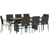 Image de vidaXL Salon de jardin 9 pièces avec coussins noir poly rotin