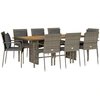 Image de vidaXL Ensemble de jardin 7 pièces avec coussins Gris Poly rotin