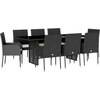 Image de vidaXL Salon de jardin 9 pièces avec coussins noir poly rotin