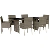 Image de vidaXL Ensemble de jardin 7 pièces avec coussins Gris Poly rotin