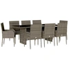 Image de vidaXL Salon de jardin 9 pièces avec coussins Gris Poly Rattan