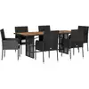 Image de vidaXL Ensemble de jardin 7 pièces avec coussins Noir Poly Rattan