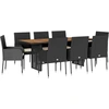 Image de vidaXL Salon de jardin 9 pièces avec coussins noir poly rotin