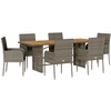 Image de vidaXL Ensemble de jardin 7 pièces avec coussins Gris Poly rotin