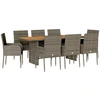 Image de vidaXL Salon de jardin 9 pièces avec coussins Gris Poly Rattan