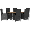 Image de vidaXL Ensemble de jardin 7 pièces avec coussins Noir Poly Rattan