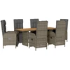 Image de vidaXL Ensemble de jardin 7 pièces avec coussins Gris Poly rotin