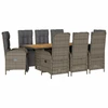 Image de vidaXL Salon de jardin 9 pièces avec coussins Gris Poly Rattan