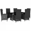 Image de vidaXL Ensemble de jardin 7 pièces avec coussins Noir Poly Rattan