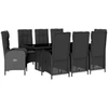 Image de vidaXL Salon de jardin 9 pièces avec coussins noir poly rotin