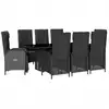 Image de vidaXL Salon de jardin 9 pièces avec coussins noir poly rotin