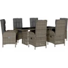 Image de vidaXL Ensemble de jardin 7 pièces avec coussins Gris Poly rotin