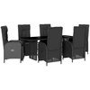 Image de vidaXL Ensemble de jardin 7 pièces avec coussins Noir Poly Rattan