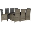 Image de vidaXL Salon de jardin 9 pièces avec coussins Gris Poly Rattan