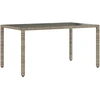 Image de vidaXL Table de jardin avec plateau en verre Gris 150x90x75 cm Poly rotin