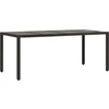 Image de vidaXL Table de jardin avec plateau en verre noir 190x90x75 cm Poly rotin