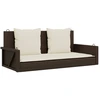 Image de vidaXL Banc suspendu avec coussin Marron 119x56x48 cm Poly rotin
